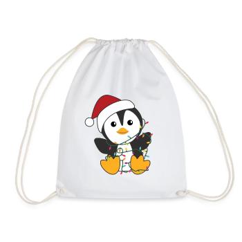 Penguin Christmas Snow Winter Animals Penguins - Drawstring Bag - white - Front