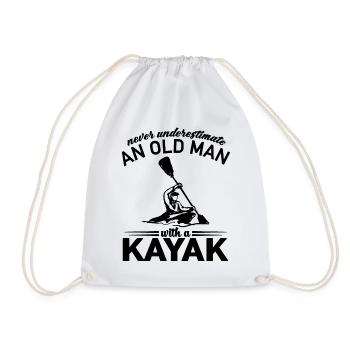 Never Underestimate an old man with a Kayak Grandpa - Drawstring Bag - white - Front