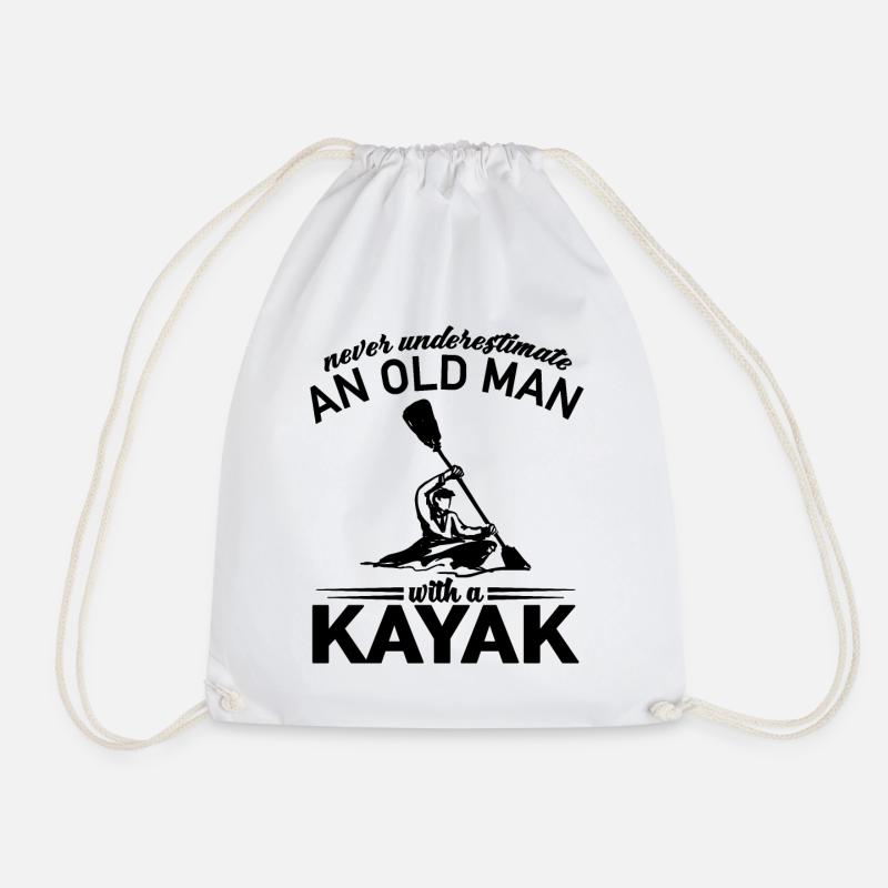 Never Underestimate an old man with a Kayak Opa - Turnbeutel - Weiß