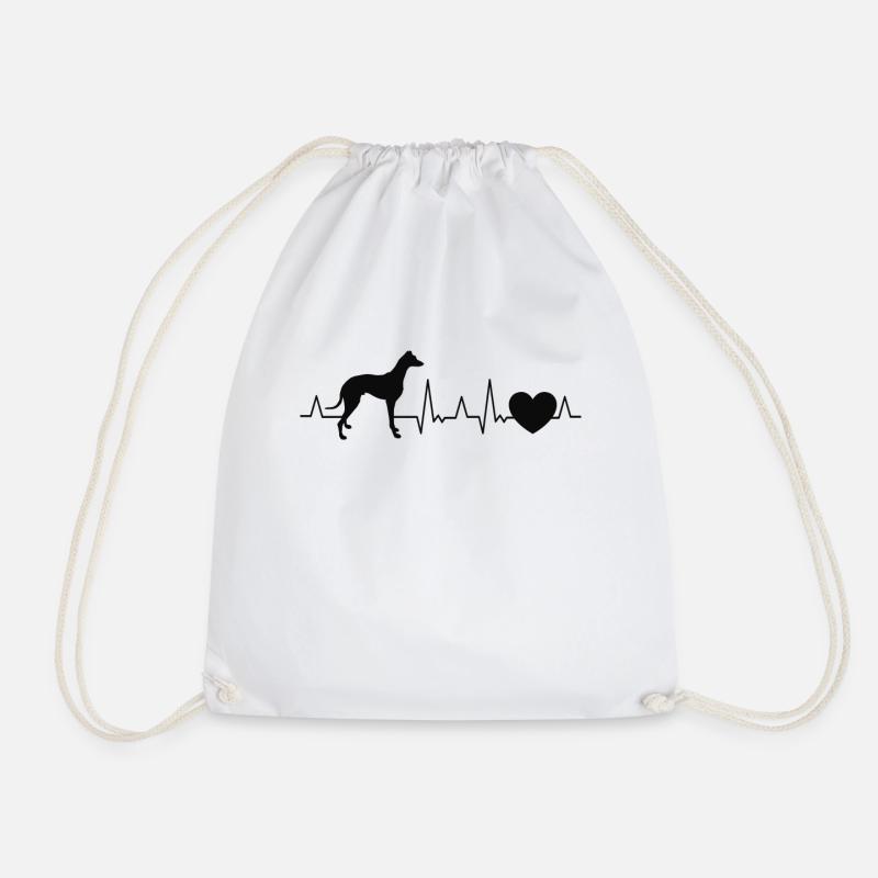 Greyhound Heartbeat British Greyhound Owner - Drawstring Bag - white