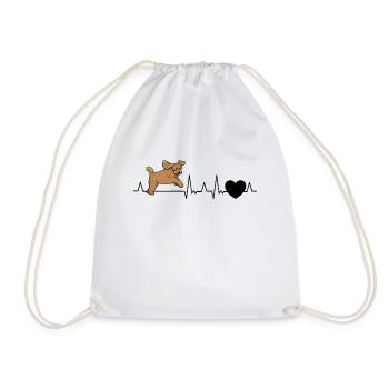 Labradoodle Heartbeat Goldendoodle Gift - Drawstring Bag - white - Front