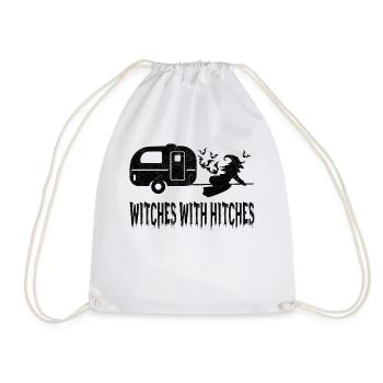 Funny Witch Camping Design For Halloween - Drawstring Bag - white - Front