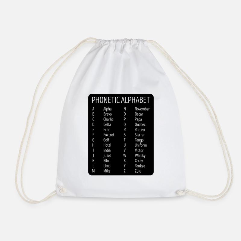 Airplane Pilot Air Traffic Controller Phonetic - Drawstring Bag - white