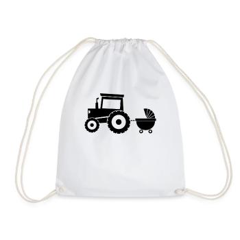 Tractor with baby cart - Drawstring Bag - white - Front