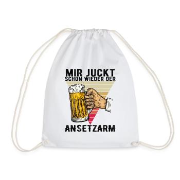 Alkohol Bier Saufen Sauf Geschenk - Turnbeutel - Weiß - Vorne
