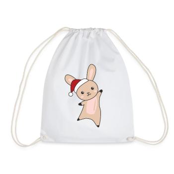 Rabbit Merry Christmas Winter Animals Rabbits - Drawstring Bag - white - Front