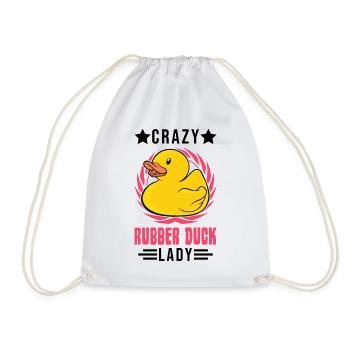 Crazy Rubber Duck Lady Gummiente Quietscheente - Turnbeutel - Weiß - Vorne