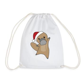 Platypus Christmas Platypuses cute animals - Drawstring Bag - white - Front
