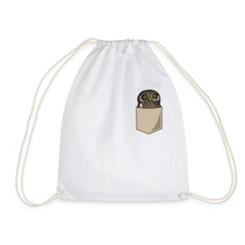 Eule Uhu Vogel In Brusttasche Print Geschenk - Turnbeutel - Weiß - Vorne
