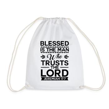 Blessed Is The Man Who Trusts The Lord Jesus Faith - Drawstring Bag - white - Front