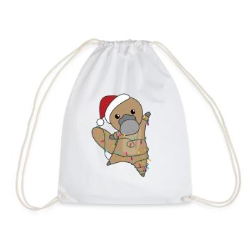 Platypus Christmas Platypuses cute animals - Drawstring Bag - white - Front