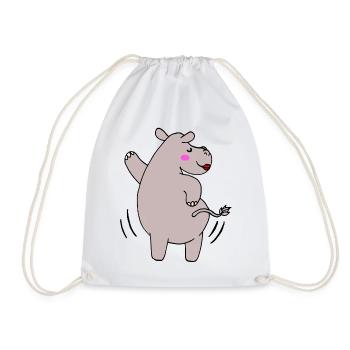 Dancing Hippo Funny Baby Kids Gift - Drawstring Bag - white - Front
