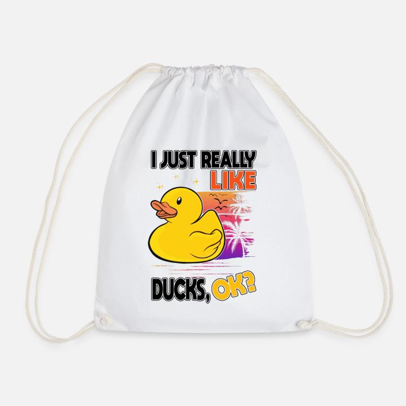I Just Really Like Ducks Rubber Duck - Drawstring Bag - white