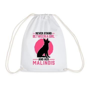Girl with Malinois Belgian Shepherd - Drawstring Bag - white - Front