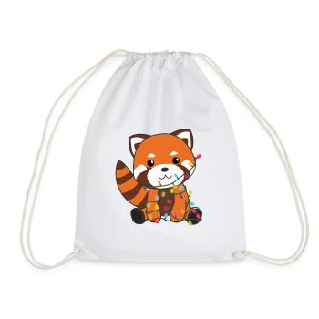Red Panda Christmas Snow Winter Animals Pandas - Drawstring Bag - white - Front