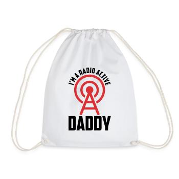 Radio Active Daddy Amateur Ham Radio Operator Dad - Drawstring Bag - white - Front