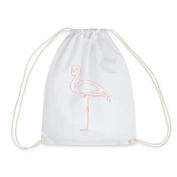 Flamingo One Line Art Abstrakte Kunst Geschenk - Turnbeutel - Weiß - Vorne