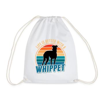 Life is better with a Whippet Windhund Sighthound - Turnbeutel - Weiß - Vorne