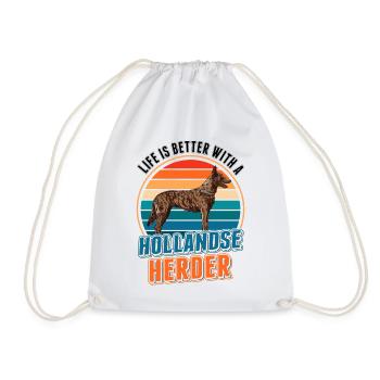 Life is better with a Hollandse Herder - Turnbeutel - Weiß - Vorne