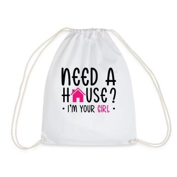 Besoin d’une maison? Je suis votre fille Agent immobilier - Sac de sport léger - blanc - Devant