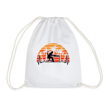 Computer Scientist Heartbeat Programmer Computer - Drawstring Bag - white - Front