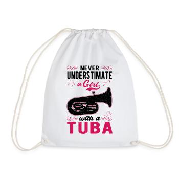 Tuba Mädchen Tubist Orchester Tubaspieler - Turnbeutel - Weiß - Vorne