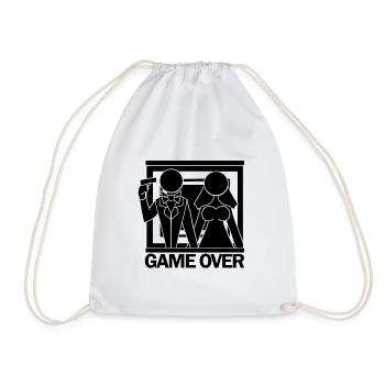 JGA Bride Groom Marriage Game Over Gift - Drawstring Bag - white - Front