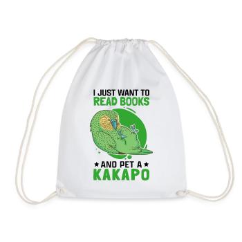 Kakapo and books New Zealand flightless Kakapo - Drawstring Bag - white - Front