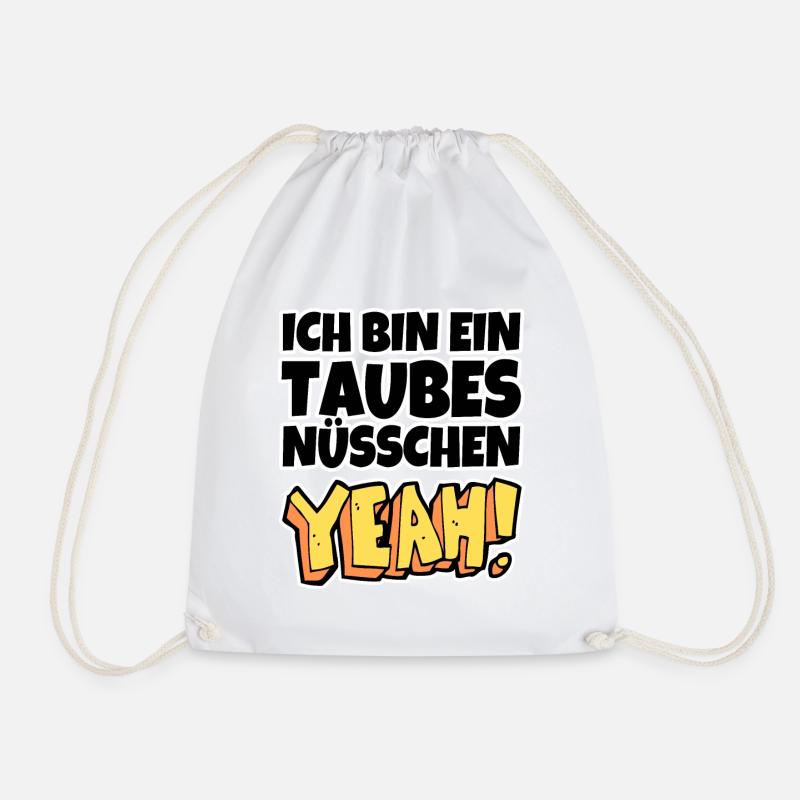 Ich bin ein taubes Nüsschen yeah Spruch Fernsehen - Turnbeutel - Weiß