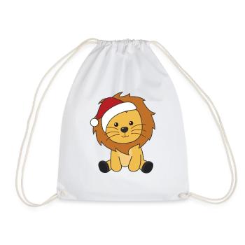 Lion Christmas Snow Winter Animals Lions - Drawstring Bag - white - Front