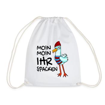 Freche Möwe - Moin Moin Ihr Spacken - Turnbeutel - Weiß - Vorne