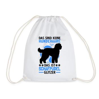 Das ist Schafpudel Glitzer altdeutscher Hütepudel - Turnbeutel - Weiß - Vorne
