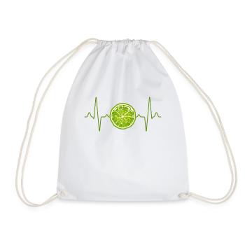 Lime Heartbeat - Drawstring Bag - white - Front