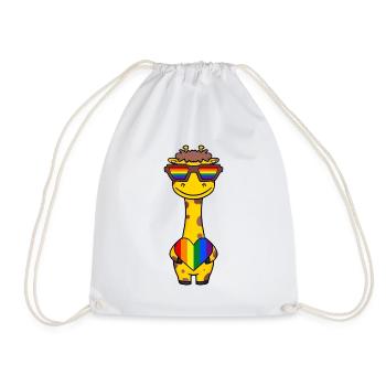 Giraffe Regenbogen Farben - Turnbeutel - Weiß - Vorne