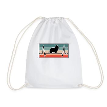 Shetland Sheepdog Heartbeat British Sheltie - Drawstring Bag - white - Front