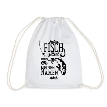 Fisch Angeln Angler Fischer Angel Haken Geschenk - Turnbeutel - Weiß - Vorne