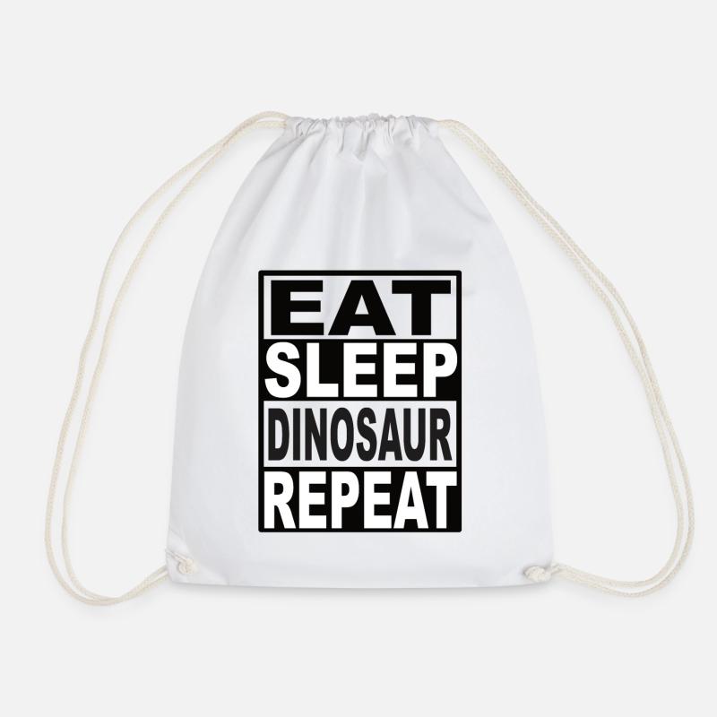 Eat Sleep Dinosaur Repeat - Drawstring Bag - white