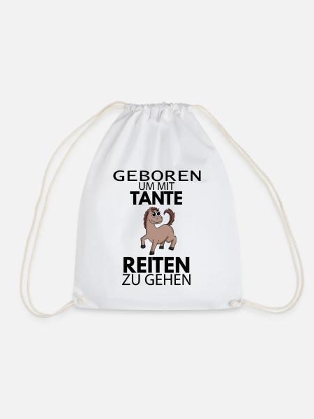 Tante Reiten Baby Strampler Pferd - Turnbeutel - Weiß