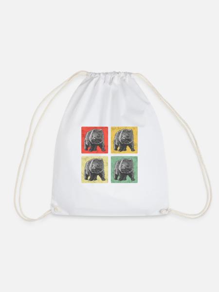 Wombat Vintage Geschenk Australien Beuteltier - Turnbeutel - Weiß