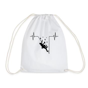 Climber ECG line climbing wall climbing hall - Drawstring Bag - white - Front