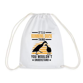 Running Duck thing Running Bottle Duck - Drawstring Bag - white - Front
