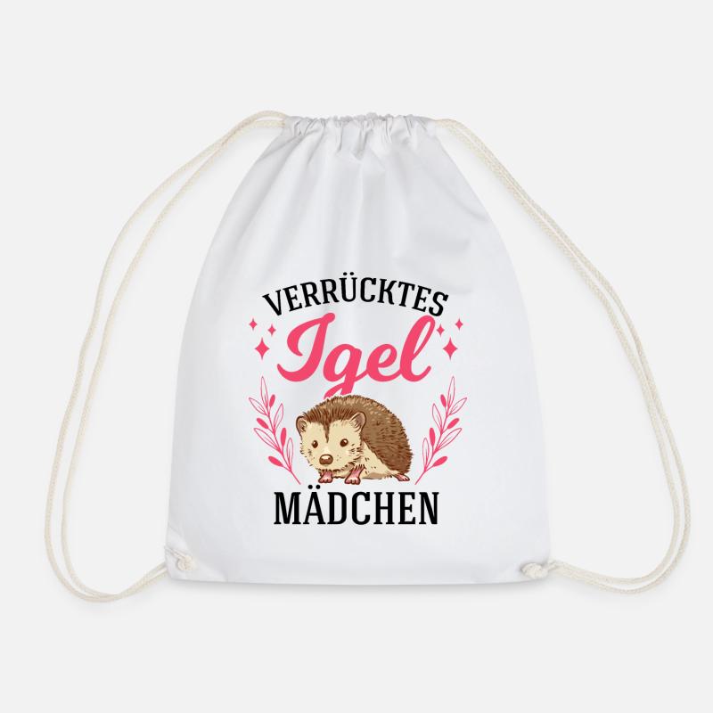 Verrücktes Igel Mädchen Stacheligel - Turnbeutel - Weiß