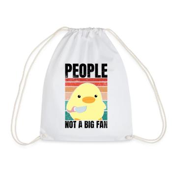 Duck With Knife - People Not A Big Fan - Drawstring Bag - white - Front