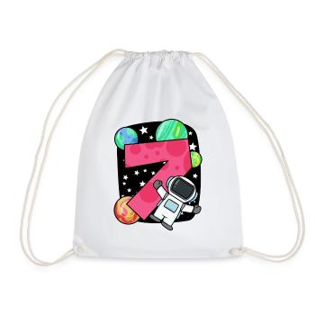 7 birthday boy - 7 years old - I am 7 - Drawstring Bag - white - Front
