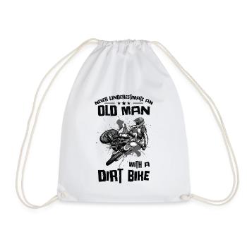 Never Underestimate Old Man Dirt Bike Motocross - Drawstring Bag - white - Front