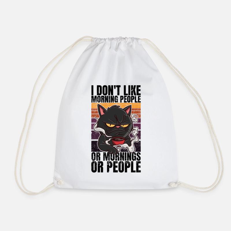 Katze mit Kaffee - I Don't Like Morning People - Turnbeutel - Weiß