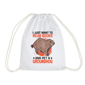 Groundhog and Books Ground Squirrel Munggen - Drawstring Bag - white - Front