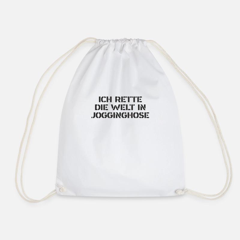 Rehasport - Ich rette die Welt in Jogginghose - Turnbeutel - Weiß