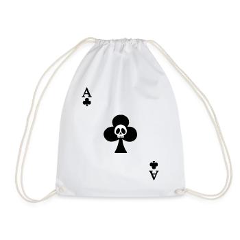 Skull and ace of clover - Drawstring Bag - white - Front