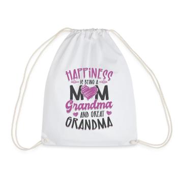 Happiness is mom grandma and great-grandmother - Drawstring Bag - white - Front